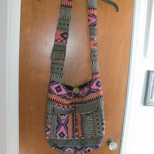 Tribe Azure Crossbody Handwoven Fair Trade Thick Cotton Shoulder Bag Purse Boho